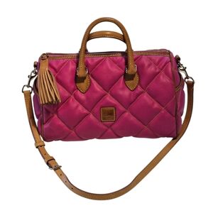 Vintage Dooney & Bourke Bag Spicy Collection Pink Quilted Satchel Leather Trim